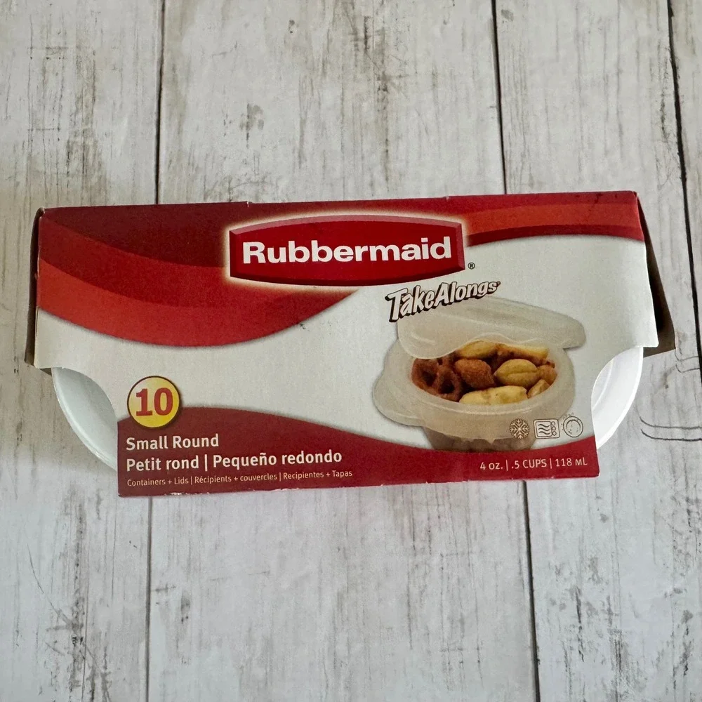 2005 Rubbermaid TakeAlongs 10 Pack Small Round 4oz Food Storage Containers Clear